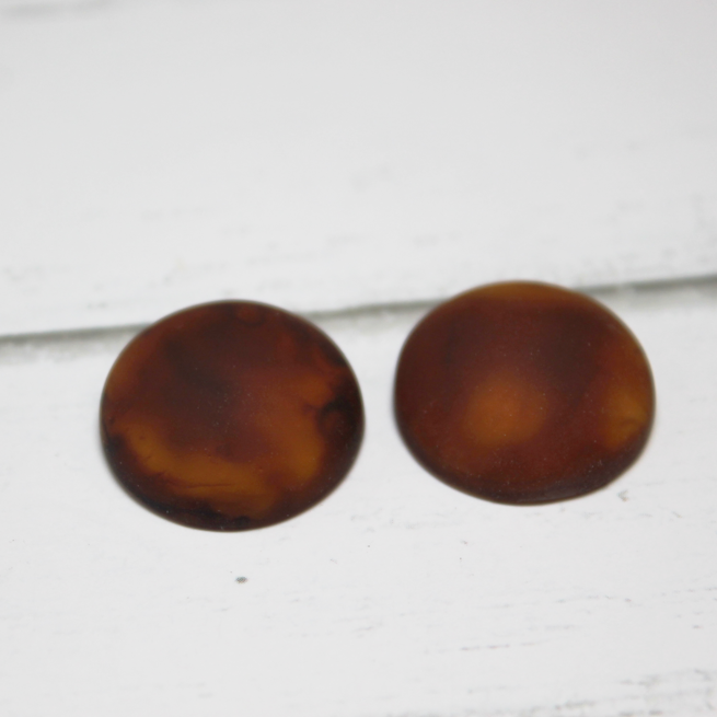 18mm Matte Round Resin Cabochon Marbled Tortoise Shell  - P21