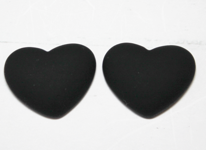 17x22  Matte Heart Resin Cabochon Black - P27