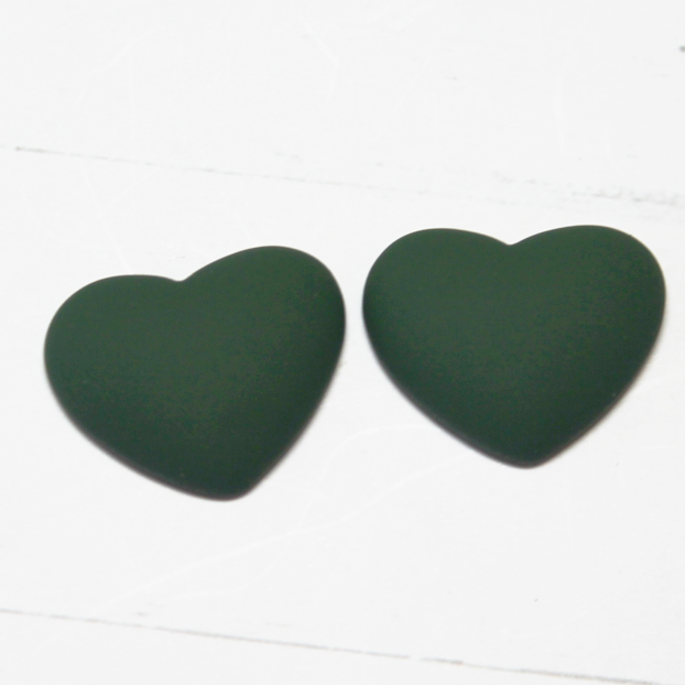 17x22 Matte Heart Resin Cabochon Hunter Green - P28