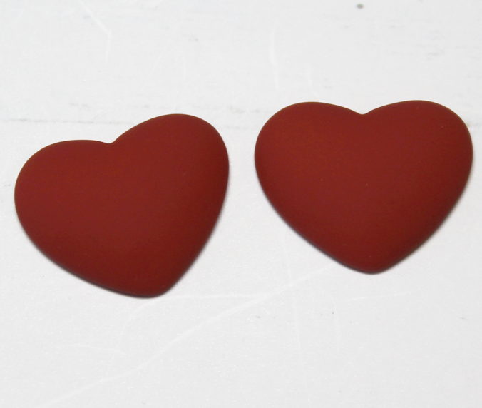 17x22 Matte Heart Resin Cabochon Dark Terracotta- P29