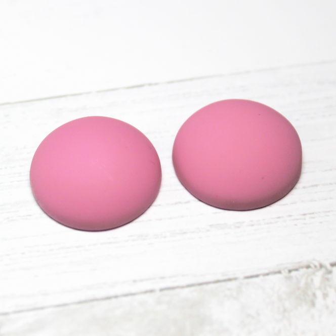 18mm Matte Round Resin Cabochon Rose Pink - P3