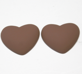 17x22 Matte Heart Resin Cabochon Milk Chocolate - P32