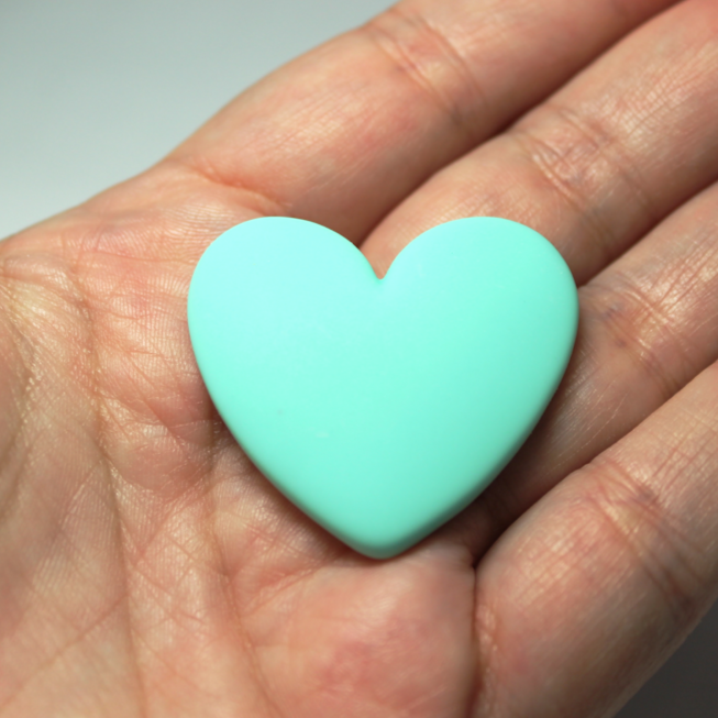 37mm Matte Heart Resin Cabochon Mint - P64