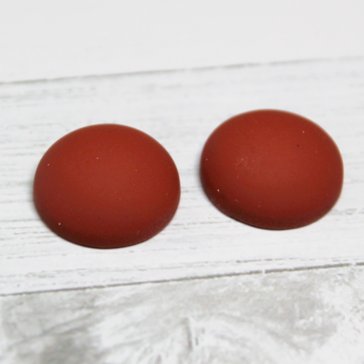 18mm Matte Round Resin Cabochon Dark Terracotta - P8