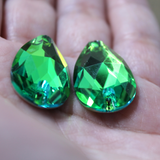 17x28mm  (1 pr) Peridot Glass Teardrop Rhinestone - C140