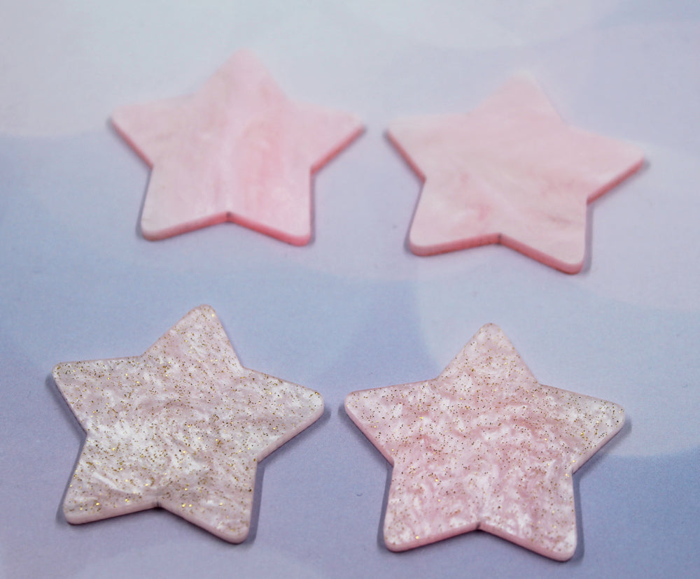 Pink Glitter Pearl Star Resin Slab - S22