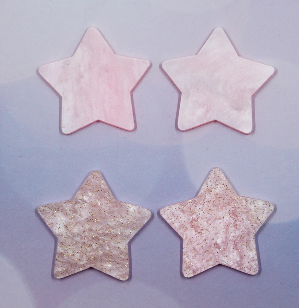 Pink Glitter Pearl Star Resin Slab - S22