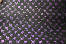 Faux Leather Velvet Sheet - Purple on Black Skull Glitter