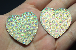 Clear Resin Crater Heart AB sew on Gems - A47
