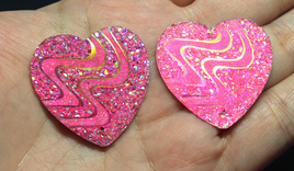 Pink Rose Druzy Heart AB sew on Gems - A48