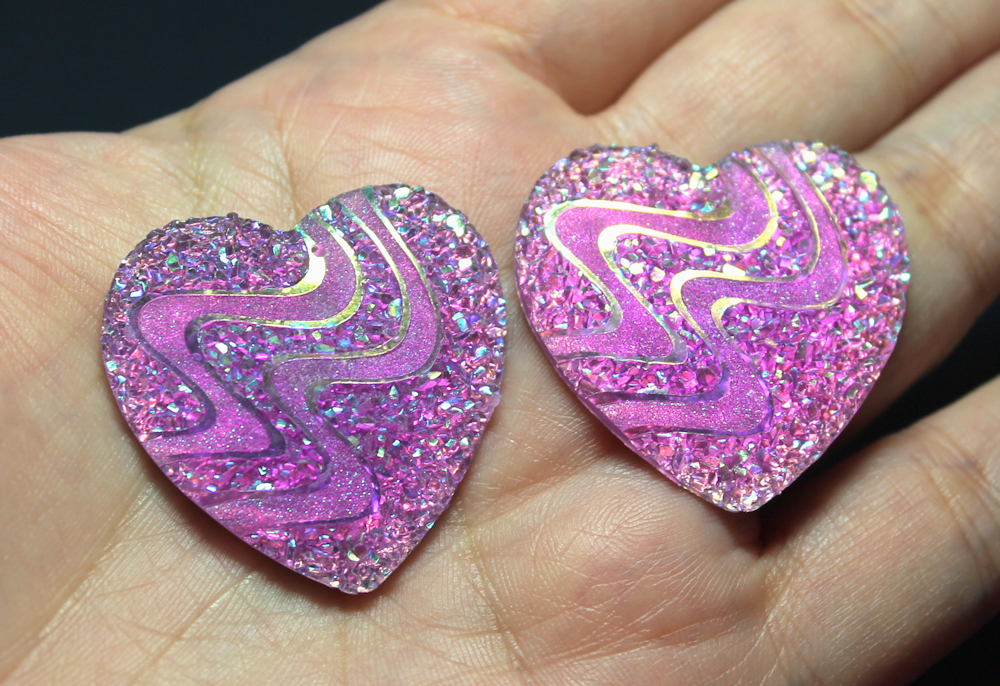 Purple Druzy Heart AB sew on Gems - S72