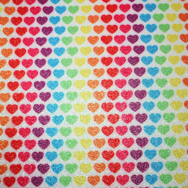 Faux Leather Sheet Glitter - Rainbow Heart - 130