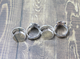 Silver Plated Adjustable Ring Blanks, 4 pieces