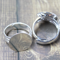 Silver Plated Adjustable Ring Blanks, 4 pieces