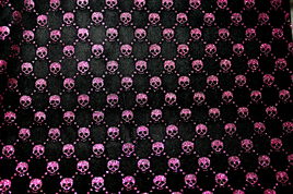 Faux Leather Velvet Sheet - Rose on Black Skull Glitter