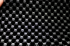 Faux Leather Velvet Sheet - Silver on Black Skull Glitter