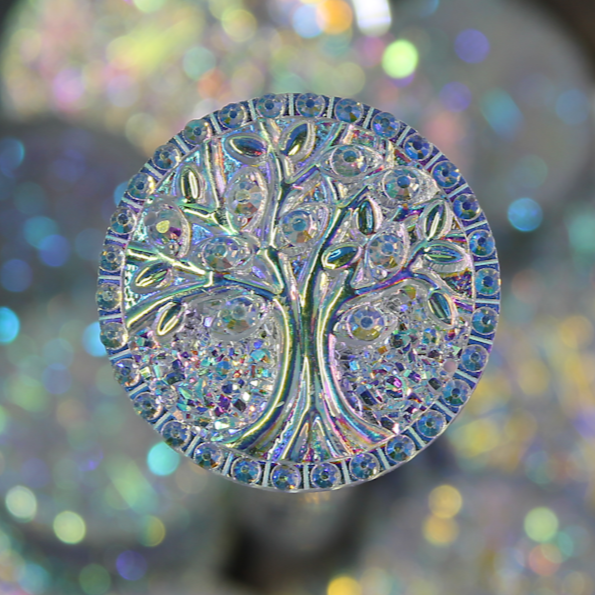 Clear AB Round Tree Of Life resin sew on Gems - S71