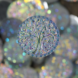 Clear AB Round Tree Of Life resin sew on Gems - F5