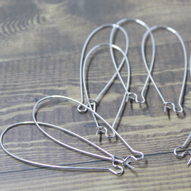 Large Silver Plated Kidney Ear Hooks, 4 pair