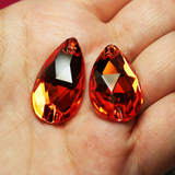 17x28mm (1 pr)  Hyacinth (Orange) Glass Teardrop Rhinestone - C151