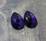 17x28mm (1 pr)  Purple Velvet Glass Teardrop Rhinestone - C146