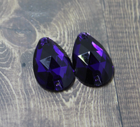 17x28mm Purple Velvet Glass Teardrop Rhinestone - C146