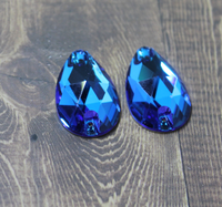 17x28mm Blue Zircon Glass Teardrop Rhinestone - C145